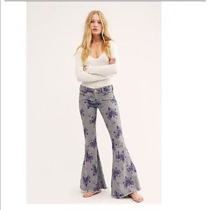 Free People Jeans Printed Extreme Flare Stretch